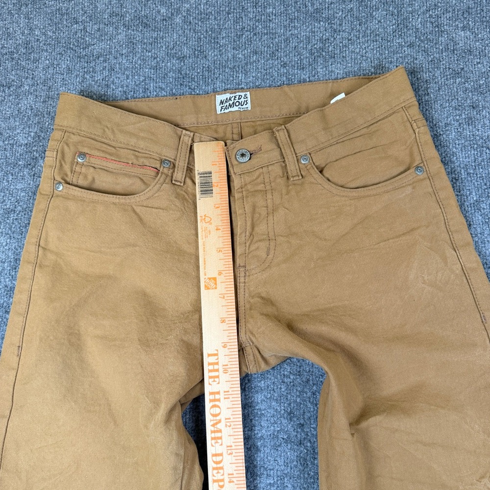 Naked & Famous Pants Mens 32x30 Brown Selvedge Duck Canvas Skinny Guy Chino - Picture 10 of 14